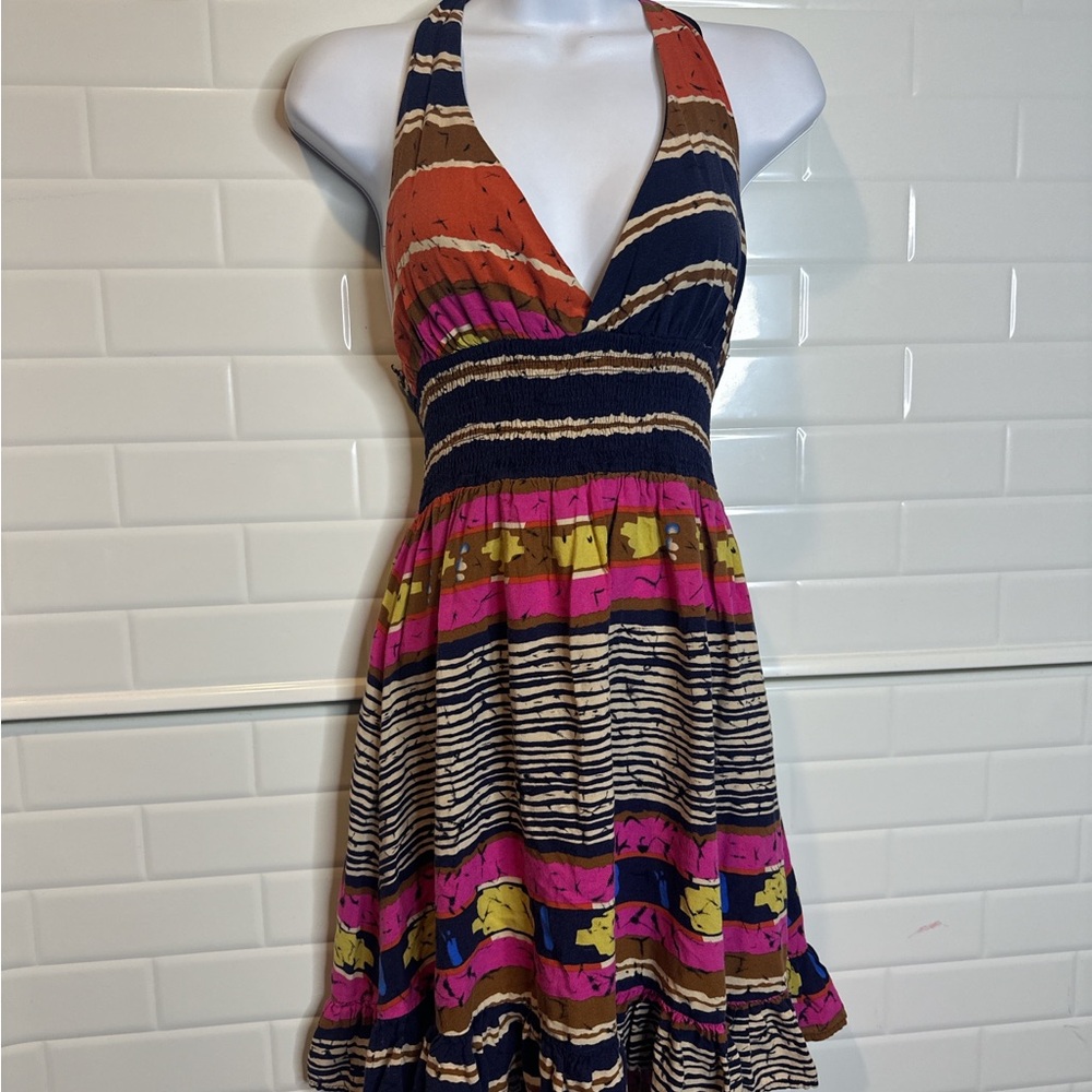 Forever 21 Striped Multicolor Backless Dress